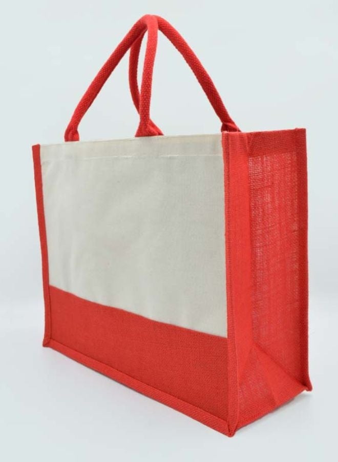 Fatio Set of 10 Jute Bags with Cream Canvas – Eco-Friendly Reusable Tote Bags - Image 1